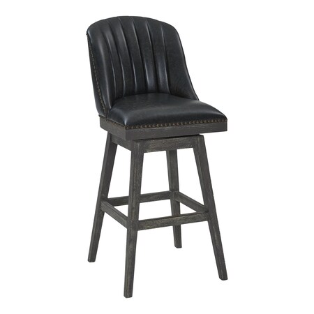 Armen Living Journey 30" Bar Height Swivel Brown Onyx Faux Leather and American Gray Wood Bar Stool LCJRBAGRON30